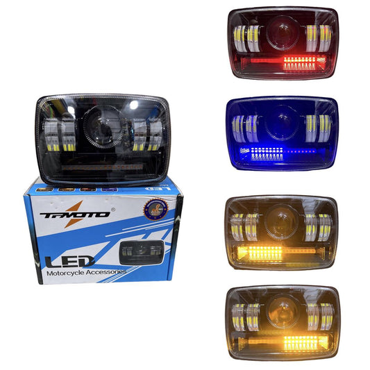 Dolphin Projector Headlight Beam For 70CC And 125CC Bikes With Red/Blue Flasher And Yellow Indicator DRL