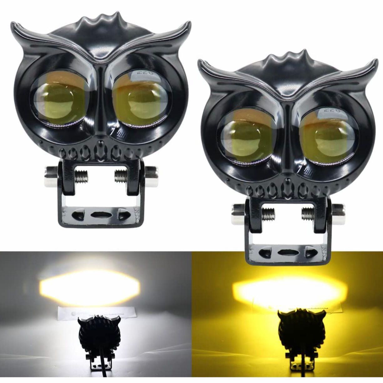 OWL Shape Fog Yellow-White light Low & High Beam for for All Cars And Bikes